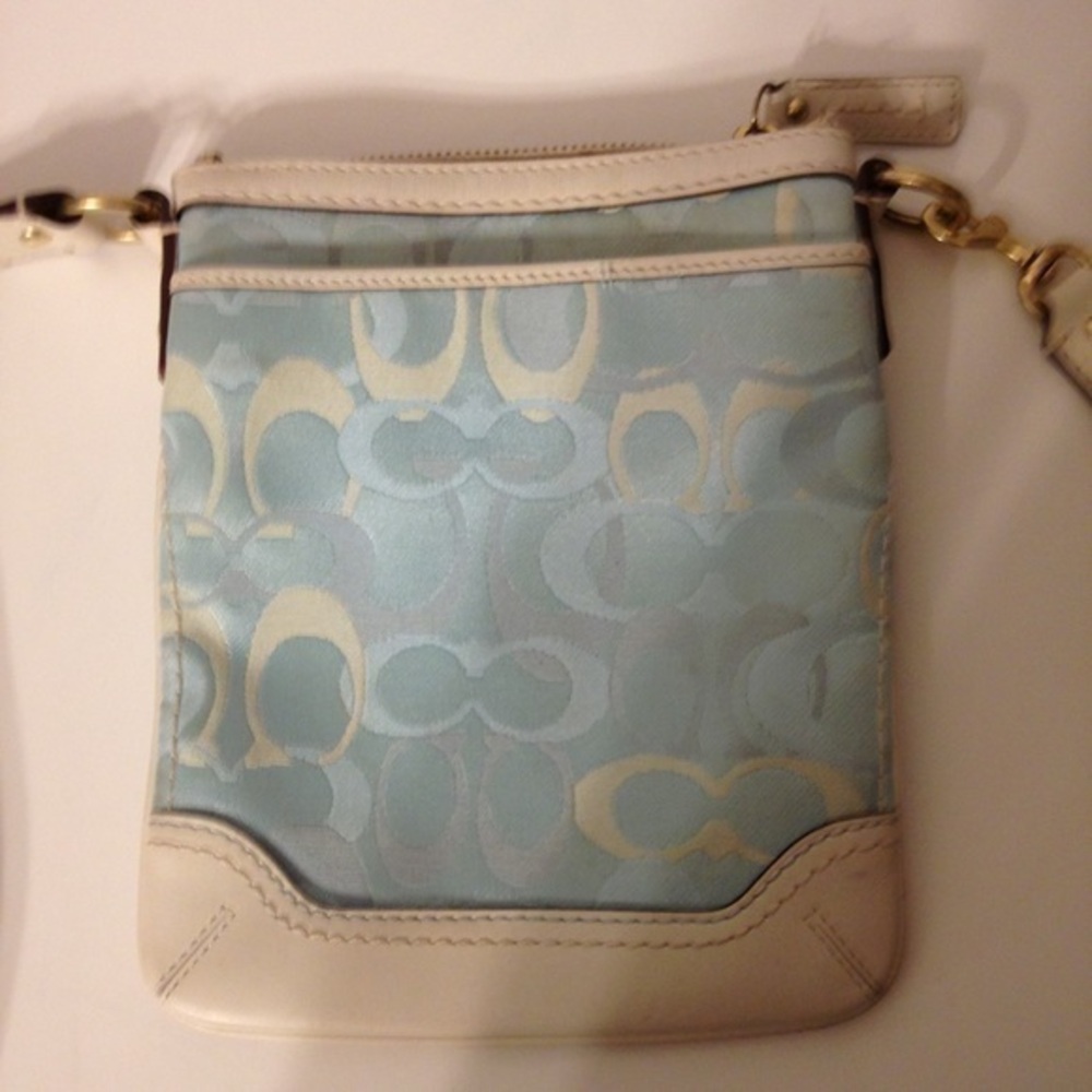 Coach optic blue and white duffle crossbody